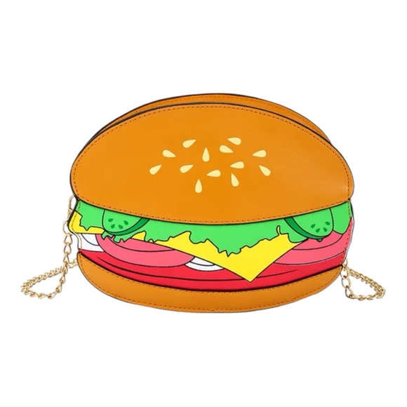Cheeseburger Crossbody Funny Food Long Chain Purse - Picture 2 of 8